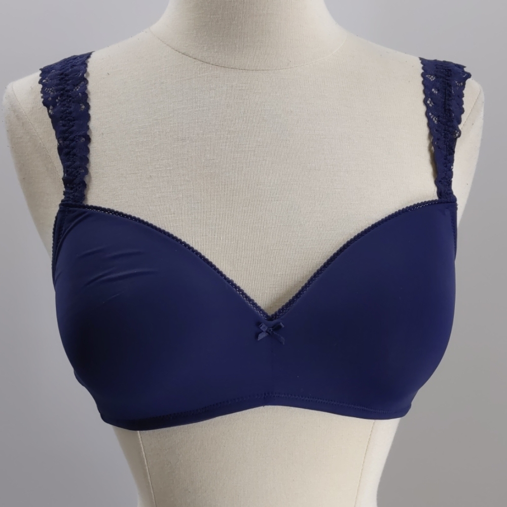 Aerie navy blue wireless bra w lace straps-sz 34C - Picture 2 of 7